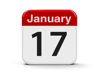 Fototapeta premium Calendar web button - The Seventeenth of January - Kid Inventorsâ?? Day, three-dimensional rendering, 3D illustration