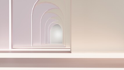 Fototapeta premium Architecture interior background empty arched pass 3d render
