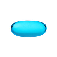 macro shot blue gel tab pill on a transparent background with copy space