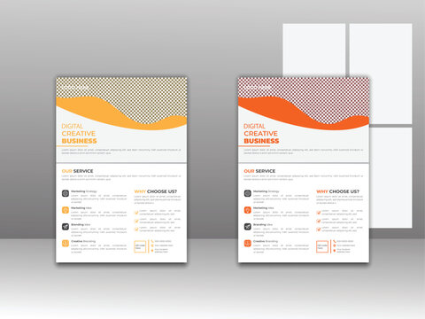 Business Corporate abstract template in A4 size. Flyer poster pamphlet brochure cover design, two colors scheme, modern vector layout background