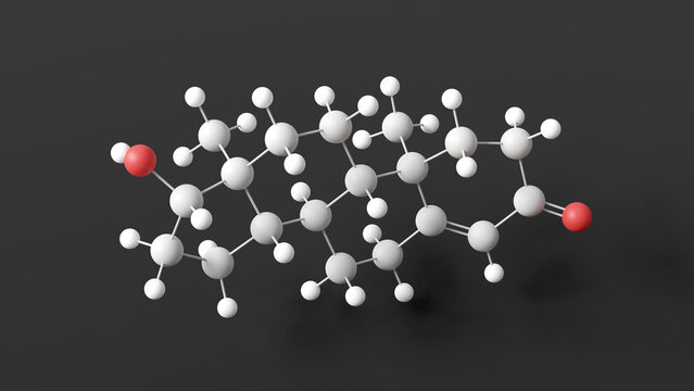 testosterone molecule, molecular structure, sex hormone, ball and stick 3d model, structural chemical formula with colored atoms