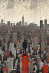 Loneliness in a big city poster art. AI generated