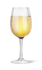 Glass of white wine isolated on white background