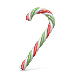 Candy cane 3D render illustration isolated on white background