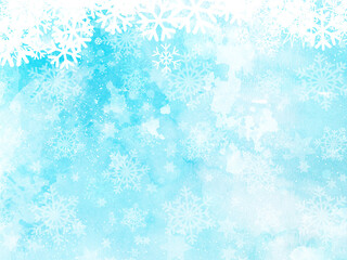 Christmas snowflakes and stars on a watercolour texture background