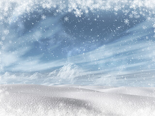 3D render of a winter snowy landscape