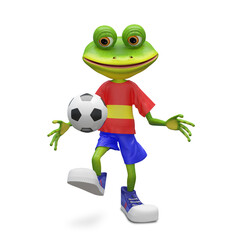 Obraz premium 3D Illustration Frog Football Player on a White Background