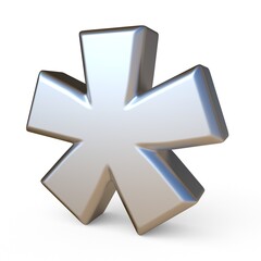 Fototapeta premium Metal font ASTERISK 3D render illustration isolated on white background