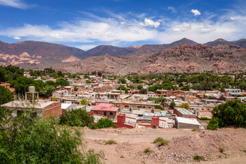 Tilcara city and quebrada mountains landscape, Jujuy, Argentina