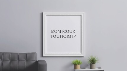 Elegant frame mockup on light wall with clean aesthetics. AI generated