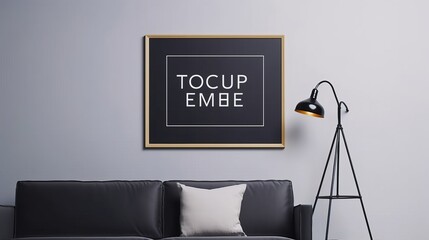 Clean and minimal frame mockup on light wall. AI generated