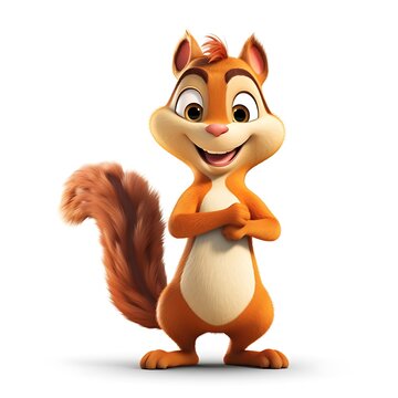 3d rendered illustration of squirrel cartoon character with expression on his face ai generative