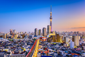 Tokyo, Japan Sumida skyline. - obrazy, fototapety, plakaty
