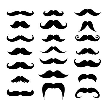 Set of men mustaches for design, photo booth. Vector illustration.