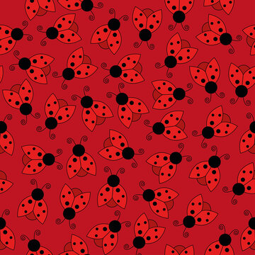 Ladybug seamless pattern art background. Vector illustration