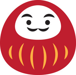 Daruma Japanese Wishing Doll flat icon illustration.