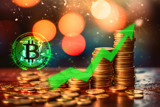 Graph going up, coins, bitcoin, generative AI