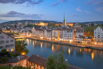 Fototapeta na wymiar Aerial view of the old town of Zurich, Switzerland.