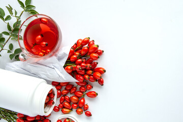 bunch branch Rosehips, types Rosa canina hips	