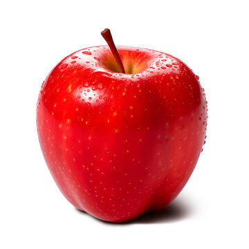 Red apple on transparent background, generative AI