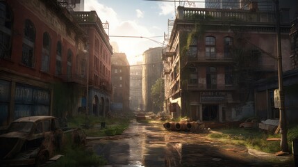 A stunning abandoned city, generative AI