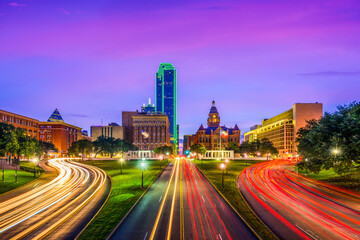 Dallas, Texas, USA cityscape at Dealey Plaza.