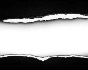 Ripped black paper on plain background, space for copy