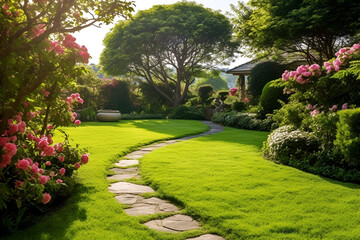 garden with path and flowers