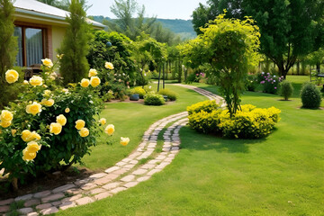 garden with path and flowers