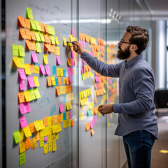 Teacher sticky note working hard at school ai gen