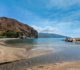 Fototapeta na wymiar Beautiful Tyrrhenian sea coastline landscape. Cilento and Vallo di Diano National Park, Salerno, Italy