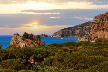 Beautiful Tyrrhenian sea coastline landscape. Cilento and Vallo di Diano National Park, Salerno,...