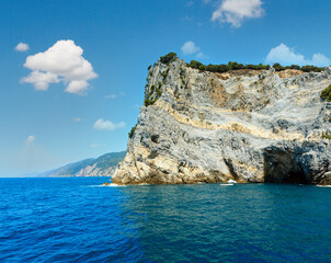 Fototapeta na wymiar Beautiful rocky sea coast of Palmaria island near Portovenere (Gulf of Poets, Cinque Terre National Park, La Spezia, Liguria, Italy)