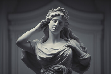 Majestic marble statue of an ancient Greek goddess, creae-ted with AI  - obrazy, fototapety, plakaty