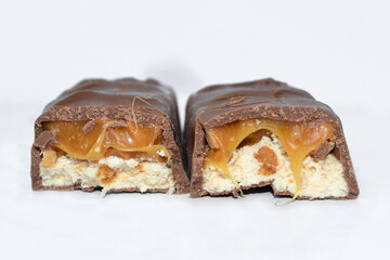there are pieces of chocolate bars