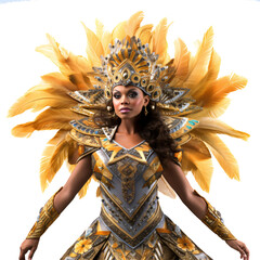 Samba exotic brasilian dancer  isolated on the transparent background PNG. AI generative.