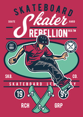 Skateboard Skater Rebellion Classic Tshirt Design Retro Vintage 