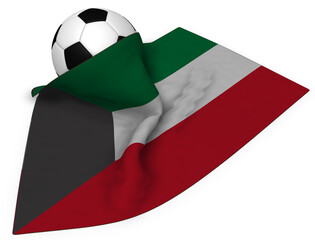 soccer ball and flag of kuwait - 3d rendering