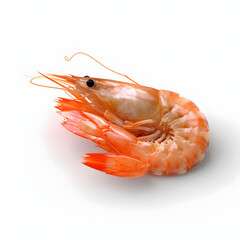 raw shrimps on a white background