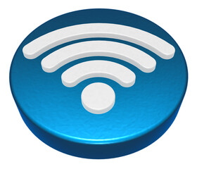wifi symbol button on white background - 3d rendering