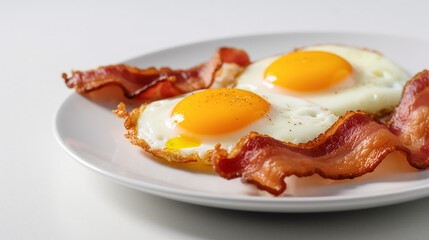 fried eggs with bacon on a plate