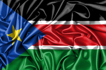 Waving flag, close up - Flag of South Sudan