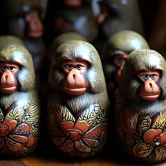 Baboon Nesting Dolls Illustration
