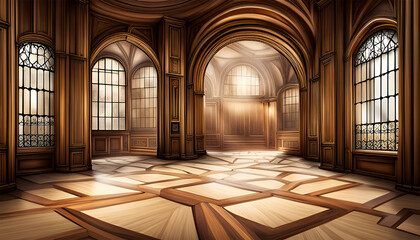 Interior room of a big house or castle - Generative AI - 615921992