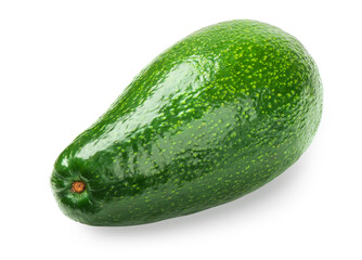 Avocado isolated on white background. Whole avocado close-up with clipping path.