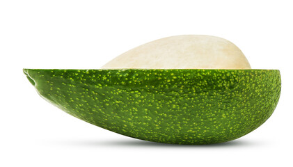 Isolated avocado. Half of fresh avocado fruit with stone isolated on white background, with clipping path