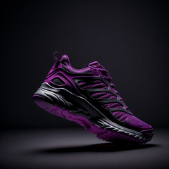 running shoe, close up, side view, plain background