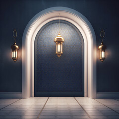 Islamic Podium, luxury ramadan podium for display product, presentation, stage, base, ai generative