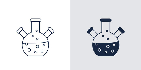 Three Neck laboratory glass icon vector. Chemical glass science and scientific flask Illustration