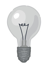 Light bulb doodle. Idea abstract symbol, electric light, energy concept clip art. Cartoon style vector illustration isolated on white.
